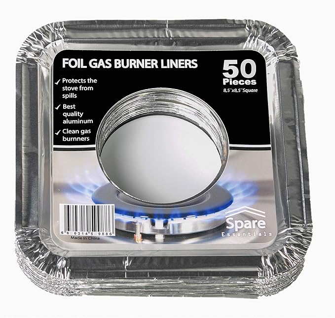 Disposable Gas Burner Liners 50 Pack, Aluminum Foil Square Stove Covers - Image 6
