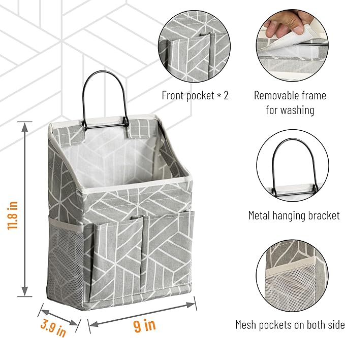 2pcs Wall Hanging Storage Bag, Small Door Closet Linen Fabric Pockets Organizer - Image 3