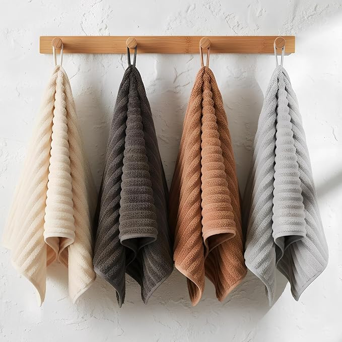 4 Pcs Hand Towel for Bathroom 14 x 30 Inch Neutral Microfiber Quick Dry by Unknown