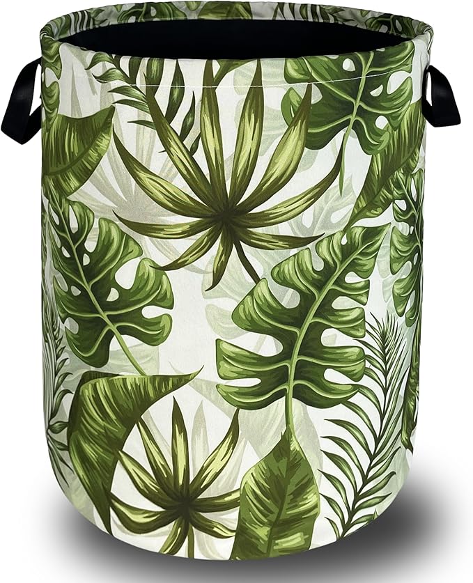 Tropical Leaves Laundry Basket Hawaii Foldable Funny Laundry Hamper Oxford by SELIONLIKN
