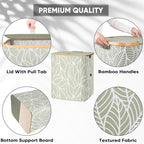 BALEINE Laundry Hamper with Lid, Tall Laundry Baskets with Bamboo Pull Handles - Image 3