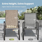 PHI VILLA Patio Chairs Set of 6, Outdoor Stackable Dining Chairs with E-Coating Metal Frame and Upgraded Textilene Fabric, All Weather Deck Chair 350 LBS Capacity for Porch Poolside Garden - Image 2