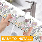 2 Pack Butterfly Floral Sink Splash Guard Faucet Mat Rose Lily Tulip Peony - Image 4