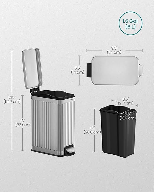 SONGMICS Bathroom Trash Can, 1.6-Gallon Trash Bin - Image 7