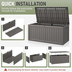 Outdoor Storage Box, Resin Deck Boxes Indoor and outdoor, Waterproof Storage Box Lockable Lid (Grey,150 Gallon) - Image 6