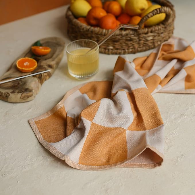 sea me at home Kitchen Towels, French Jacquard 100% Cotton Gingham Check Tea - Image 8