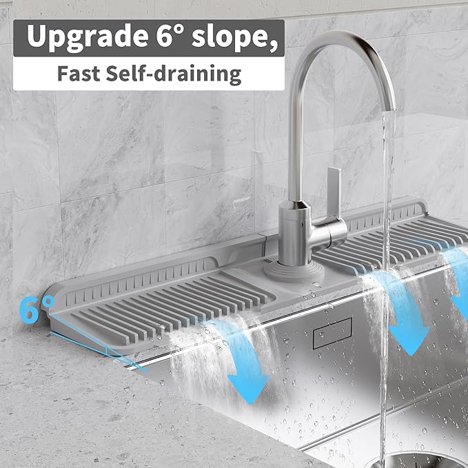 WAFT YEARN 24X5 Inch Silicone Durable Faucet Mat Kitchen Sink Splash Guard - Image 3