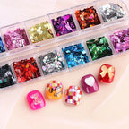 Laser Square Glitter Nail Art Sequins, Holographic 3D 12 Colors Glitter Flakes - Image 3