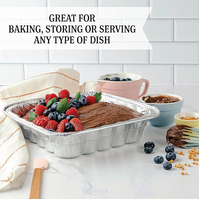 PLASTICPRO Disposable 10'' X 10'' X 3'' Inch Square Aluminum Tin Foil Baking - Image 2