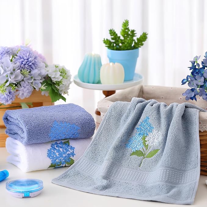 Blue Hydrangea Hand Towels Farmhouse Hydrangea Bathroom Decor 14x29 Inch - Image 3