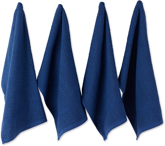 DII Basic Terry Collection Waffle Dishtowel Set, Solid Nautical Blue, 4 Piece by DII