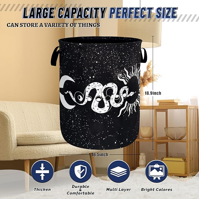 Funny Snakes Laundry Basket Oxford Cloth Sun Starry Sky Moon Laundry Hamper - Image 3