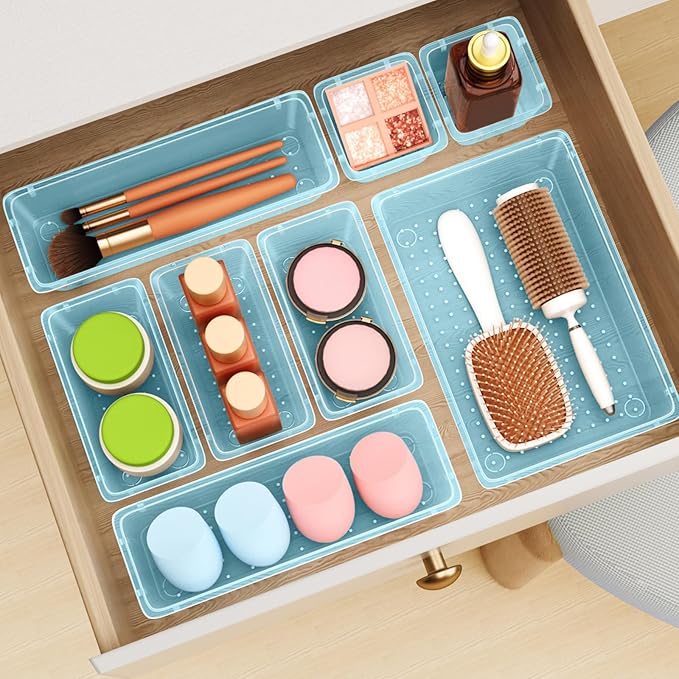 12-Piece Drawer Organizer Set, 4 Sizes Versatile Plastic Vanity Organizer - Image 8