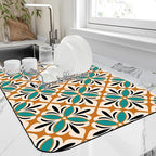 Dish Drying Mat Abstract Floral Kitchen Mat 16"x24" Bsorbent Coffee Maker Mat by Unknown