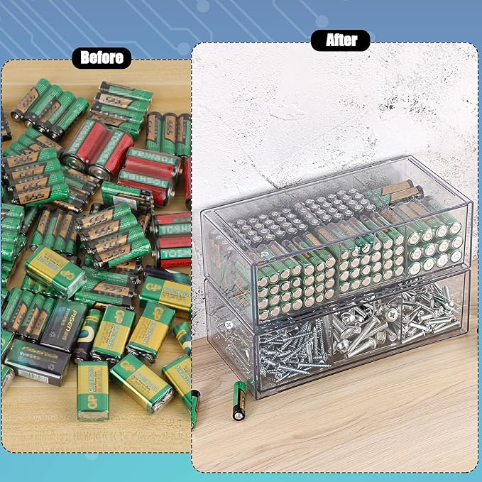 BTSKY 2 Pack Clear Acrylic Battery Storage Organizer - Image 4
