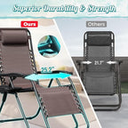Homall Zero Gravity Patio Folding Lawn Chairs Outdoor Gravity Camp Reclining Lounge Chair with Pillows for Poolside Backyard and Beach Set of 2 (Brown) - Image 4