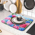 Hydrangea Floral Dish Drying Mat Cute Cat Microfiber Absorbent Dish Drying Pad - Image 5