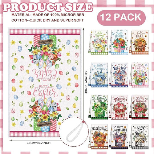 12 Pcs Seasonal Kitchen Towels Set - Image 2