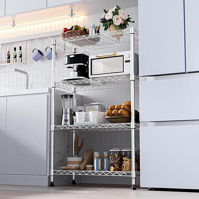 Xcity Storage Shelves, 4 Tier Heavy Duty Metal Shelving Unit, 1600 LBS Capacity Adjustable Steel Wire Shelf Organizer for Pantry, Kitchen, Garage, 14" D x 36" W x 54" H, Chrome - Image 5