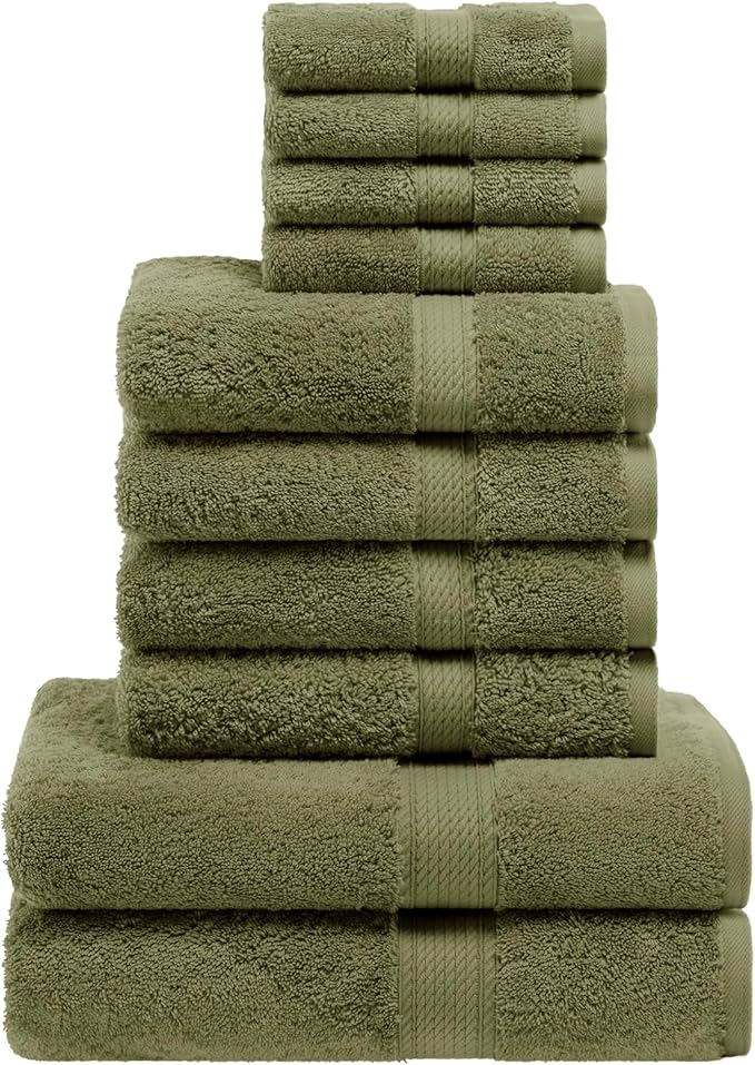 Superior Egyptian Cotton Solid Towel Set, Washcloths 13” x 13”, Hand Towels 20” by SUPERIOR