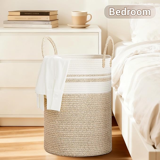 Tall Laundry Basket with Handles, 72L Portable Dirty Clothes Hamper, Boho - Image 5