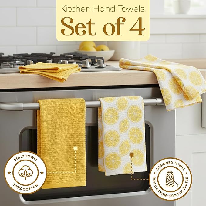 MosJos Kitchen Towels Set of 4 Premium Hand Towels 18 x 28 Inch Large Tea Towels - Image 2
