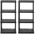 Gracious Living 2 Pack Light Duty Storage Shelves, Knect-A-Shelf 4-Shelf Ventilated Shelving Rack Organizer for Home, Garage, Basement & Laundry, Black by GraciousLiving