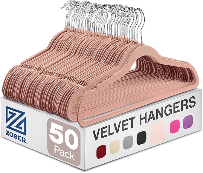 ZOBER Blush Velvet Hangers 50 Pack by ZOBER