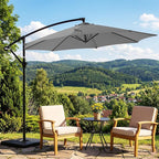 OLIXIS 9.7FT Offset Patio Umbrella with Base, Cantilever Table Umbrellas for Outdoor Sun Shade UV Protection with Easy Tilt Adjustment, 8 Ribs for Backyard, Lawn, Garden, Pool - Grey - Image 6