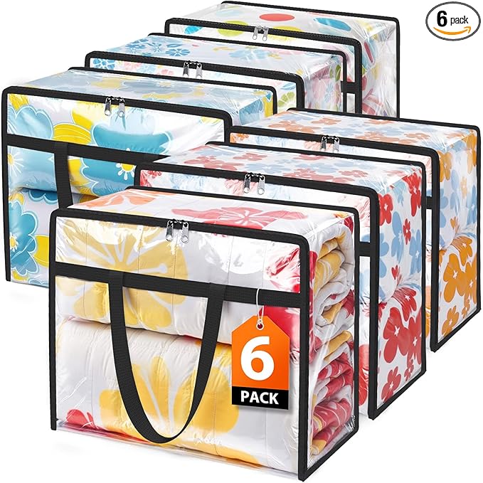 Clear Clothes Storage Bags, 6 Pack Closet Organizers and Under Bed Storage by Unknown