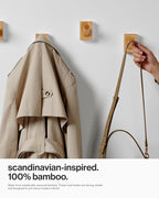 LARHN Wooden Wall Hooks, Wall Mounted Coat Hooks - Image 2