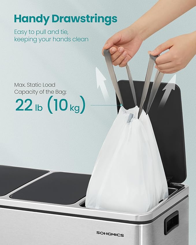 SONGMICS Trash Bags for 8-Gallon Trash Cans, Drawstring Kitchen Garbage Bags - Image 5