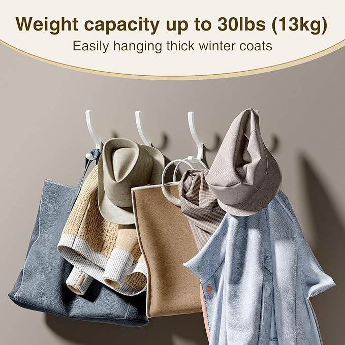 Coat Hooks Wall Mount, Hooks for Hanging Heavy Duty, Screw in Wall Hanger for - Image 6