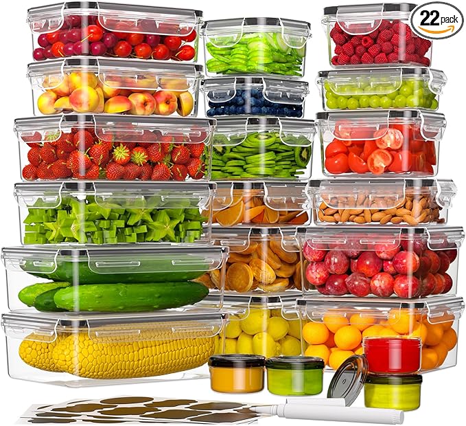 44-Piece Food Storage Containers by KEMETHYFocusesonCreatingEfficientStorageProductswithQualityMaterials