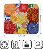 Modern Floral Dish Drying Mat 16x18 in Multicolored Tropical Drying Pad - Image 2