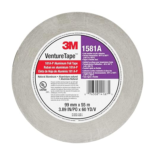 3M Venture Tape UL181A-P Aluminum Foil Tape 1581A, Rigid and Flexible Duct - Image 2