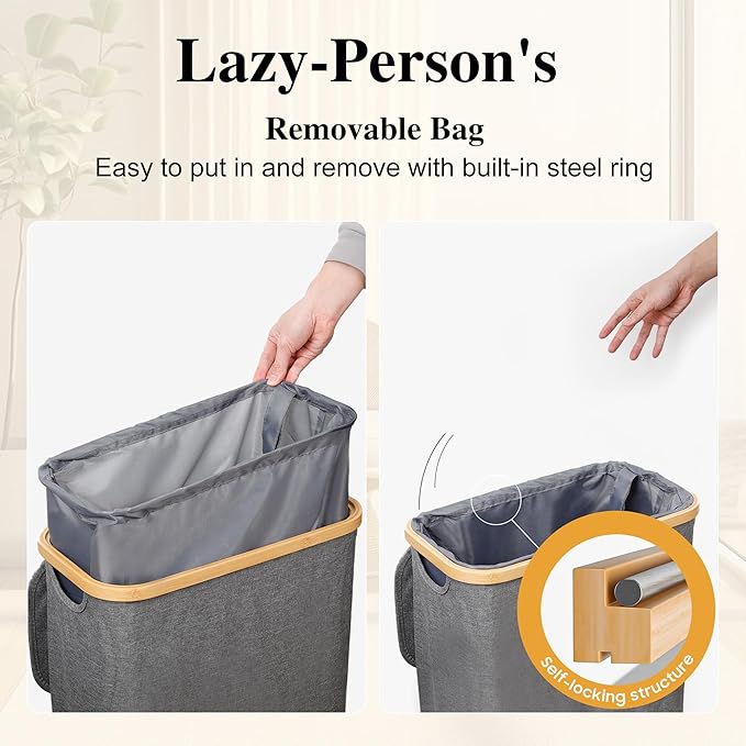 Slim Laundry Hamper, 60L Waterproof Narrow Laundry Basket - Image 3