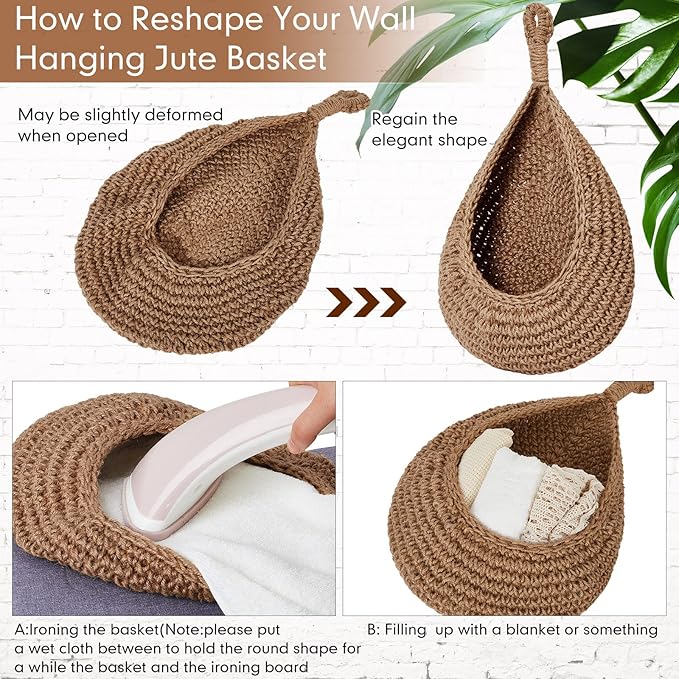Honeydak Boho Decor Hanging Wall Baskets - Image 4