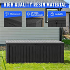 Outdoor Storage Box, Resin Deck Boxes Indoor and outdoor, Waterproof Storage Box Lockable Lid (Black,200 Gallon) - Image 4