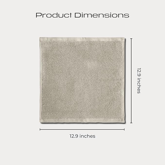 Luxury Silver-Infused Beige Washcloths 4-Pack, 12.9"x12.9" - Image 6