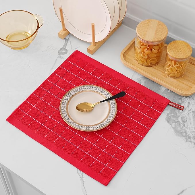 Mordimy 100% Cotton Terry Cloth Dish Cloths, Soft and Absorbent Checkered Dish - Image 8