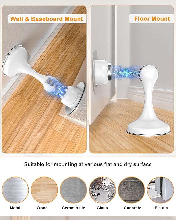 Crosize Magnetic Door Stoppers 8 Pack, Stainless Steel Door Stops - Image 4