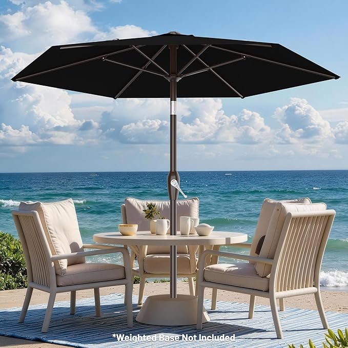 AreShark 7.5FT Patio Umbrella Table Market Umbrella with 6 Sturdy Ribs, Button Tilt/Crank, Heavy-Duty Outdoor Umbrellas for Pool, Deck, Garden and Backyard, Black - Image 7