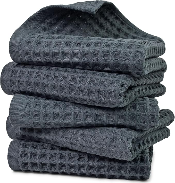Jacquotha Waffle Hand Towels for Bathroom 5-Piece – Cotton Quick Dry Lint Free by Jacquotha