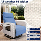 Outdoor Recliner Chair Set of 2, Wicker Patio Recliners with Adjustable Backrest and Extended Foot Rest, Reclining Patio Chairs with Flip Table & Removable Cushion Cover for Porch - Image 5