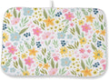 Spring Yellow Pink Blue Floral Dish Drying Mats 18x24 Inch Watercolor Flower by GOLIANDA