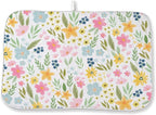 Spring Yellow Pink Blue Floral Dish Drying Mats 18x24 Inch Watercolor Flower by GOLIANDA