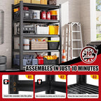 Set 2 Garage Shelving-3000 lbs 5 Tier Storage Shelves,Adjustable Heavy Duty Metal Shelving Unit and Storage Large Wire Rack,Utility Steel Shelf for Warehouse Industrial Pantry Basement -78"x46"x20" - Image 6