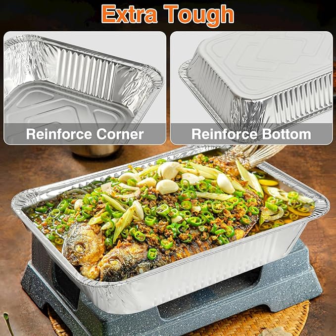 Gladify Aluminum Foil Pans 9x13 Disposable Baking Pans 30 Pack Heavy Duty Half - Image 8