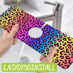 Sink Faucet Absorbing Mat Rainbow Colored Leopard Print Sink Splash Guard - Image 4
